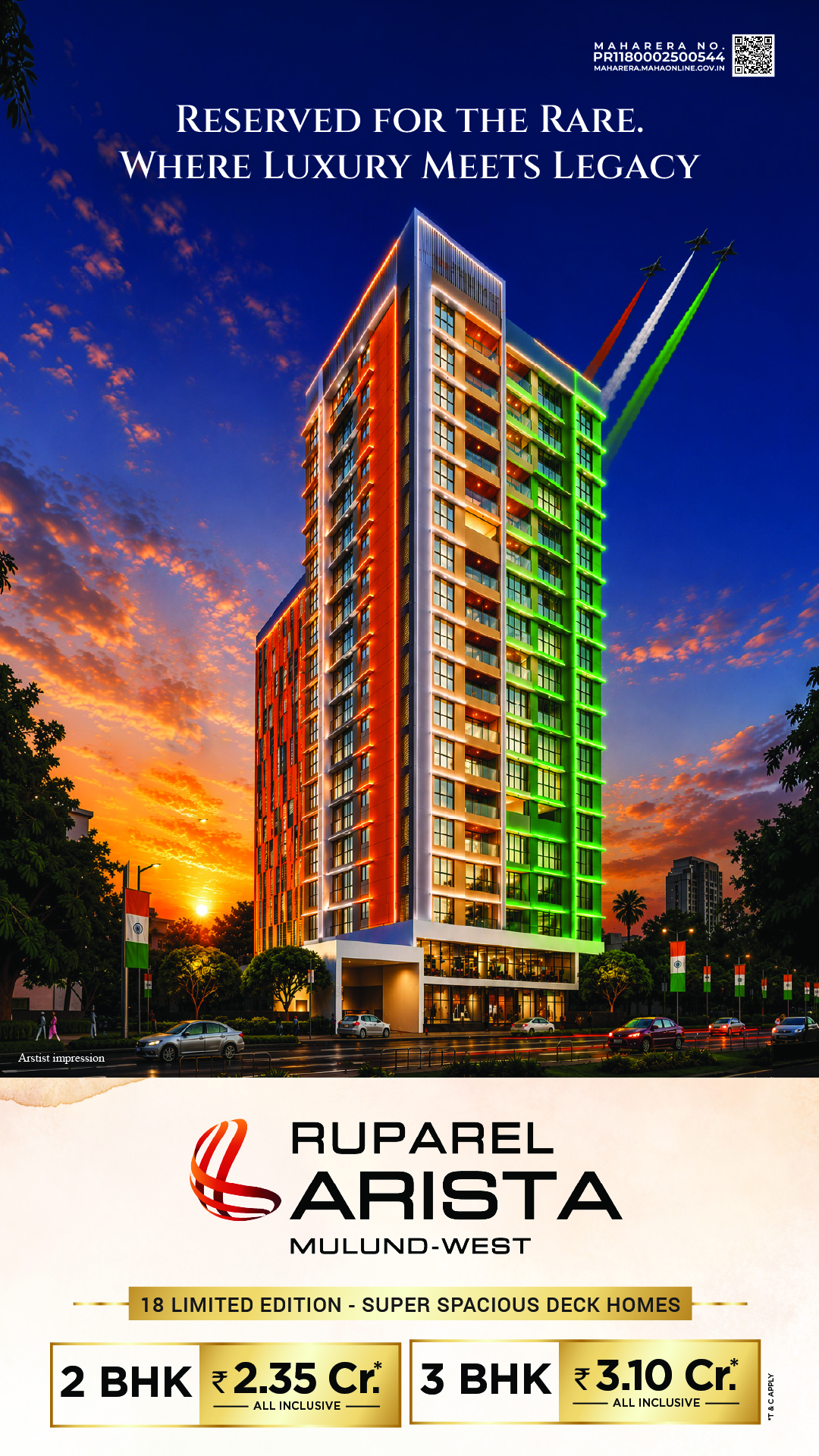 Ruparel Arista residential project banner